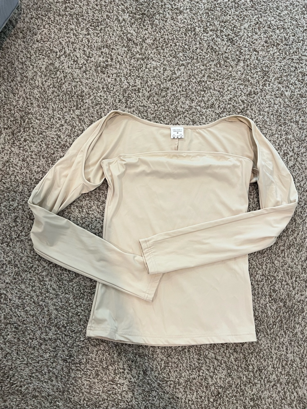 Women’s Beige Long Sleeve Square Neck Top